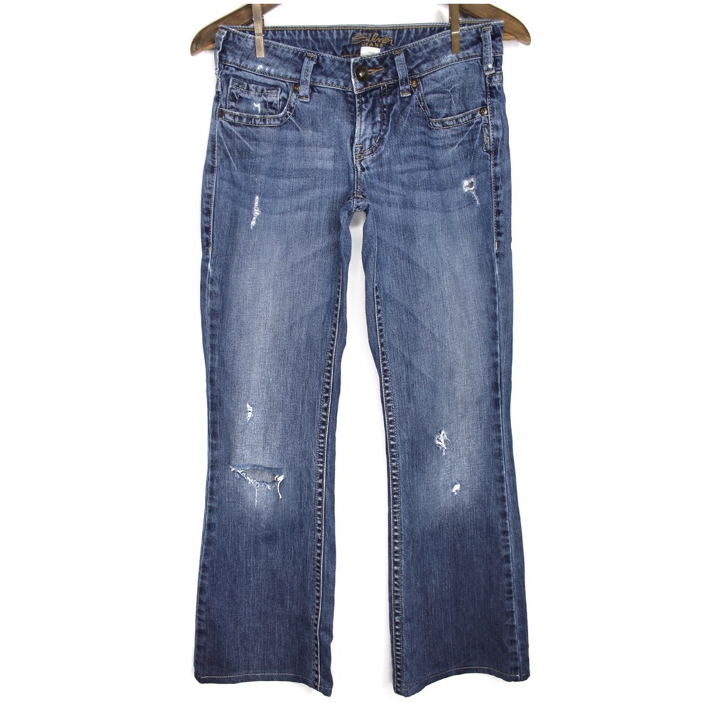 Silver Jeans Distressed Flare Hemmed Cuff Jeans 26 2 Preowned